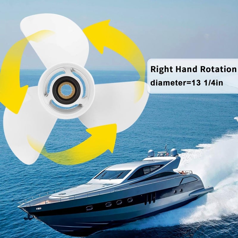 VIF Aluminum Boat Propeller with Yamaha 60HP 70HP 75HP 80HP 85HP 90HP 115HP 130HP Outboard Engines,15 Tooth, Rh - Image 5